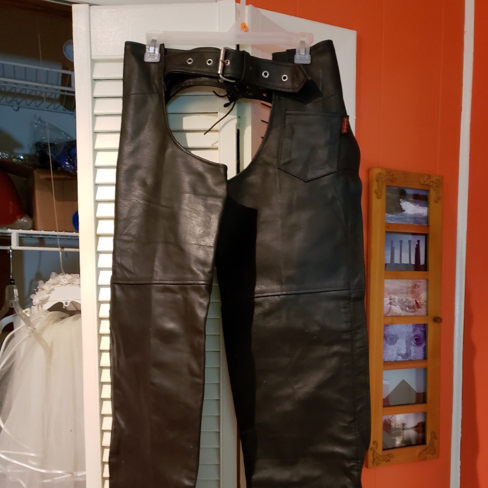 Black Genuine Leather Chaps